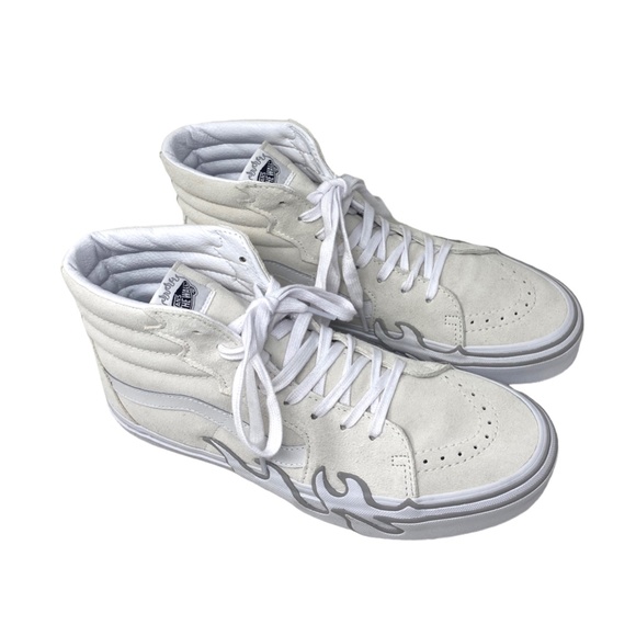 VANS Sk8-Hi Flame Suede Shoes White Gray Skate Sneakers Women's Size VN0005UJWWW - Picture 3 of 9
